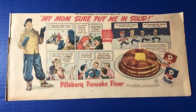 1945 Pillsbury Pancake Flour  My Mom Sure Put Me In Solid!  ad 15.5x7.5  2D22