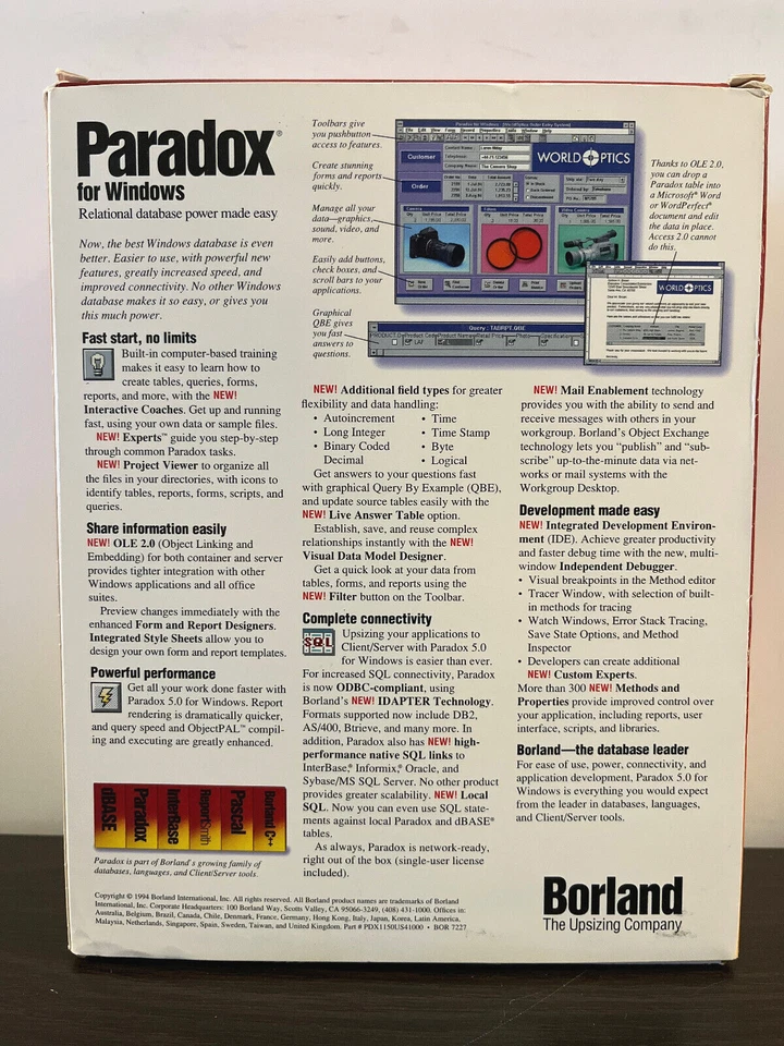 Software de base de datos relacional Borland Paradox 5.0 para Windows - Los discos están sellados Foto 3 de 4