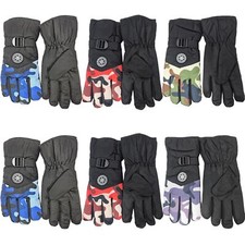Men Winter Ski Gloves, Camouflage Snow Gloves w/ Faux Fur Lining, Waterproof