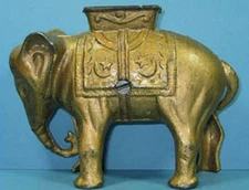 1910-30's ELEPHANT W/ HOWDAH LG CAST IRON BANK, AUTHENTIC & OLD *ON SALE* CI 759