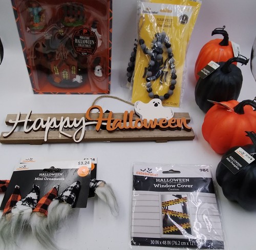 Lot 12 Halloween Pumpkin Garland Spider Minature Collectable Door Decoration NEW - Picture 2 of 3
