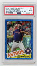 2020 Topps Silver Pack Justin Verlander 1985 BLUE Mojo Refractor 132/150 PSA 9
