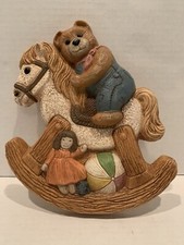 VTG Frankies Designs 1986 Child 3D Wall Decor 9x7  Teddy Bear on Rocking Horse