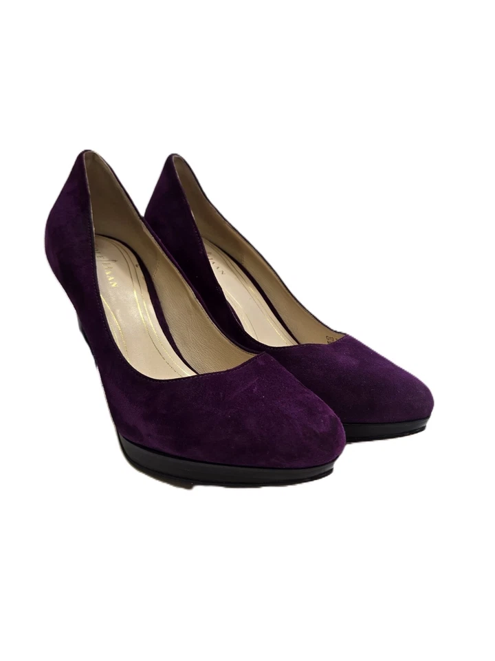 Cole Haan Pointed Toe Pump Heels Shoes Purple Suede Womens Size 7.5 - Image 4 of 4