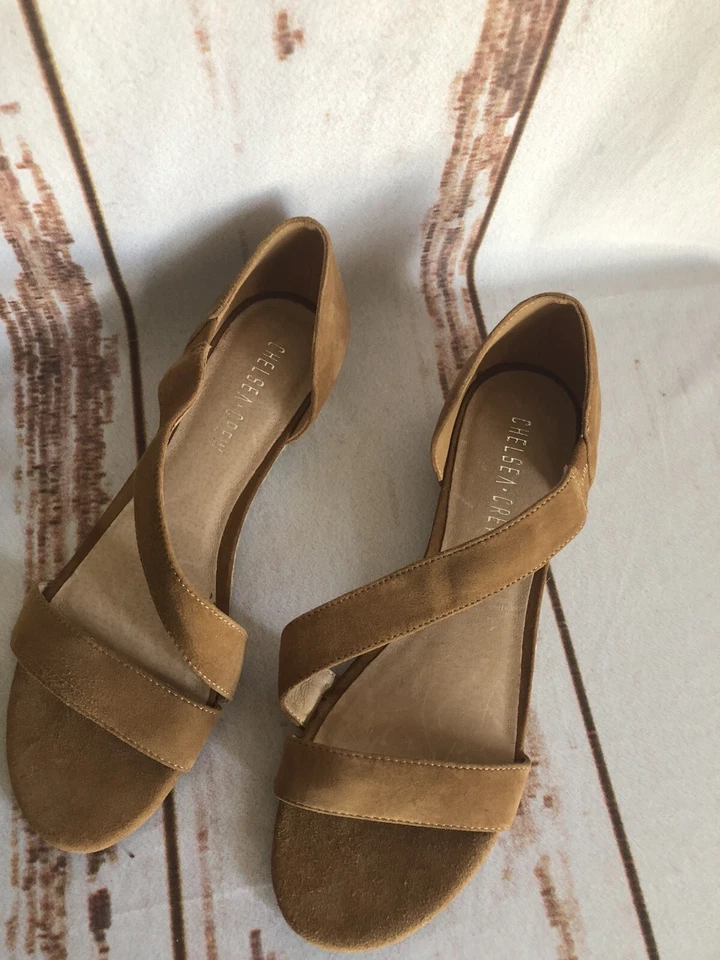 NUEVO-Chelsea Crew Sahara Sandalia Plana de Cuero con Tirantes en Tostado Coñac Talla 9 Foto 2 de 4