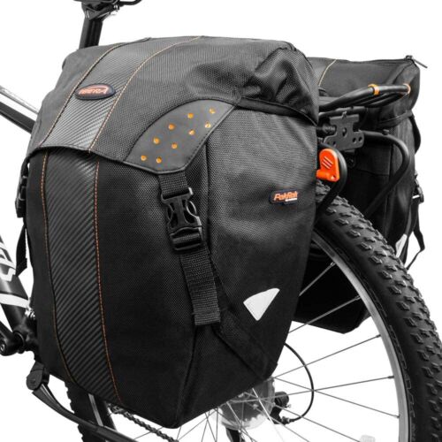 Ibera Bike Panniers Bag Rear Rack Clip-On Double Bags Waterproof w/ Rain Covers - Picture 1 of 10