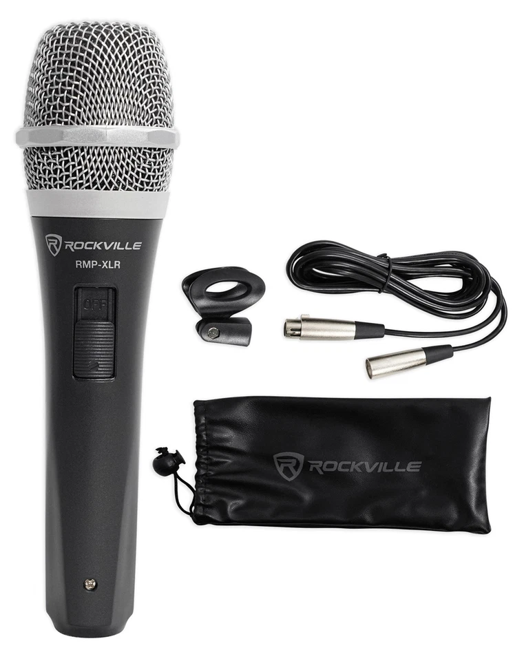 2 Rockville RMP-XLR Dynamic Cardioid Pro Microphones + 10' XLR Cables+2 Clips - Image 2 of 4