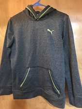 Youth Gray w/ Lime Green Accents Puma Hooded Sweatshirt Size L 13-16 