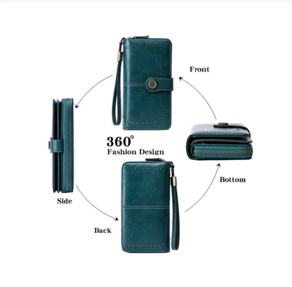 Geldbörse Damen Gross mit RFID Schutz Lang Clutch Geldbeutel Damen mit Handyfach - Bild 3 von 4