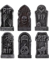 HBlife 15.75 Inch Halloween Tombstones Decorations 6 Pack , Foam RIP Graveyard