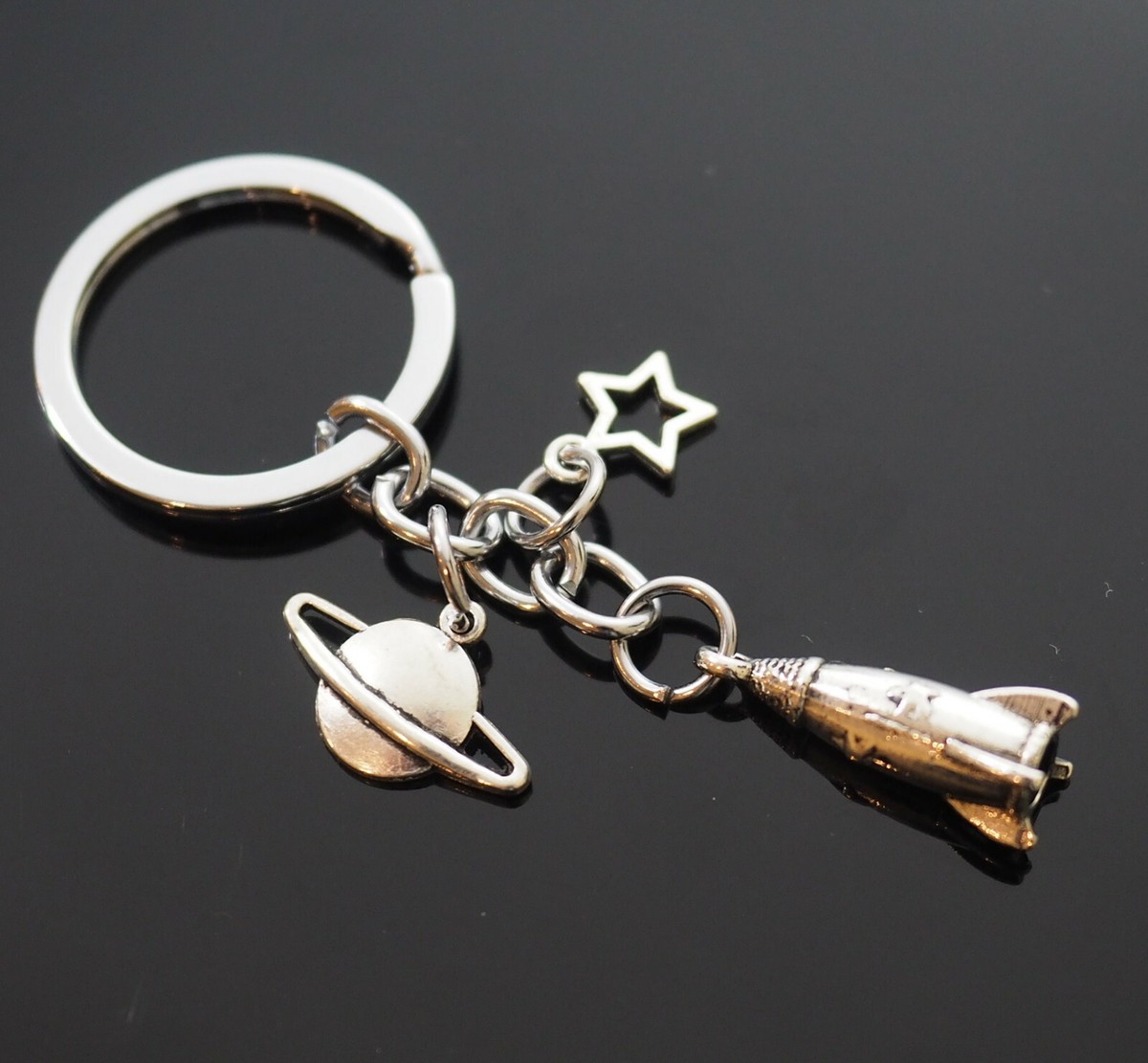 Rocket Spaceship Star Planet Saturn Pendant Charms Silver Color