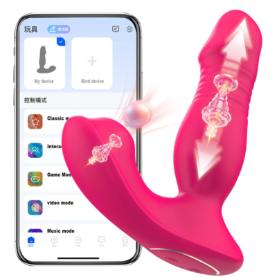 Bluetooth APP Thrusting Vibrator Women Sucking 2in1Telescopic Dildo Remote  GSpot | eBay
