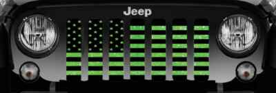Lime Green American Flag Grille Dirty Acres Radiator Protectant Mesh For Jeep JK