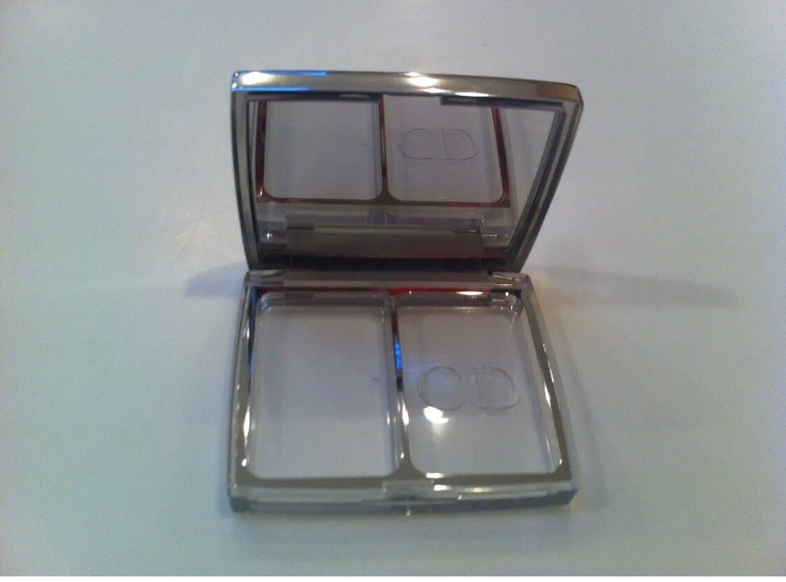 Christian Dior CD Silver make up mirror compact travel pill case