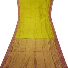 Vintage Olive Green Sarees 100 Pure Silk Woven Indian Sari 5YD Craft Fabric