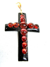 🇫🇷 PENDENTIF RELIGIEUX CROIX EMAUX SUR CUIVRE LIMOGES BETOURNE BIJOUX