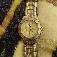 Acuet Men's Chronograph Wristwatch Silver Metal Band Analog Round White Dial