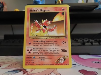 Blaine's Magmar Gym Heroes LP Pokemon Card WOTC Vintage Rare Kanto