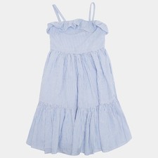 Polo Ralph Lauren Kids Blue Striped Cotton Ruffled Dress 6Yrs