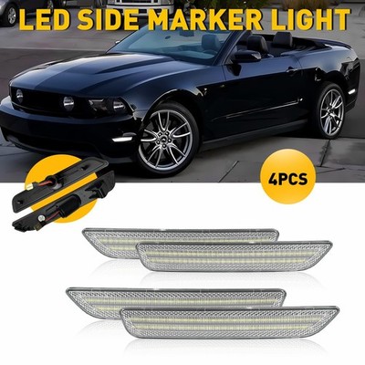 Clear Lens Led Side Marker Light Kit for 2010-2014 Ford Mustang White 4Pcs