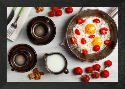 Frühstück mit Eiern und Tomaten Gerahmtes Wandbild Poster Leinwandbild Bild