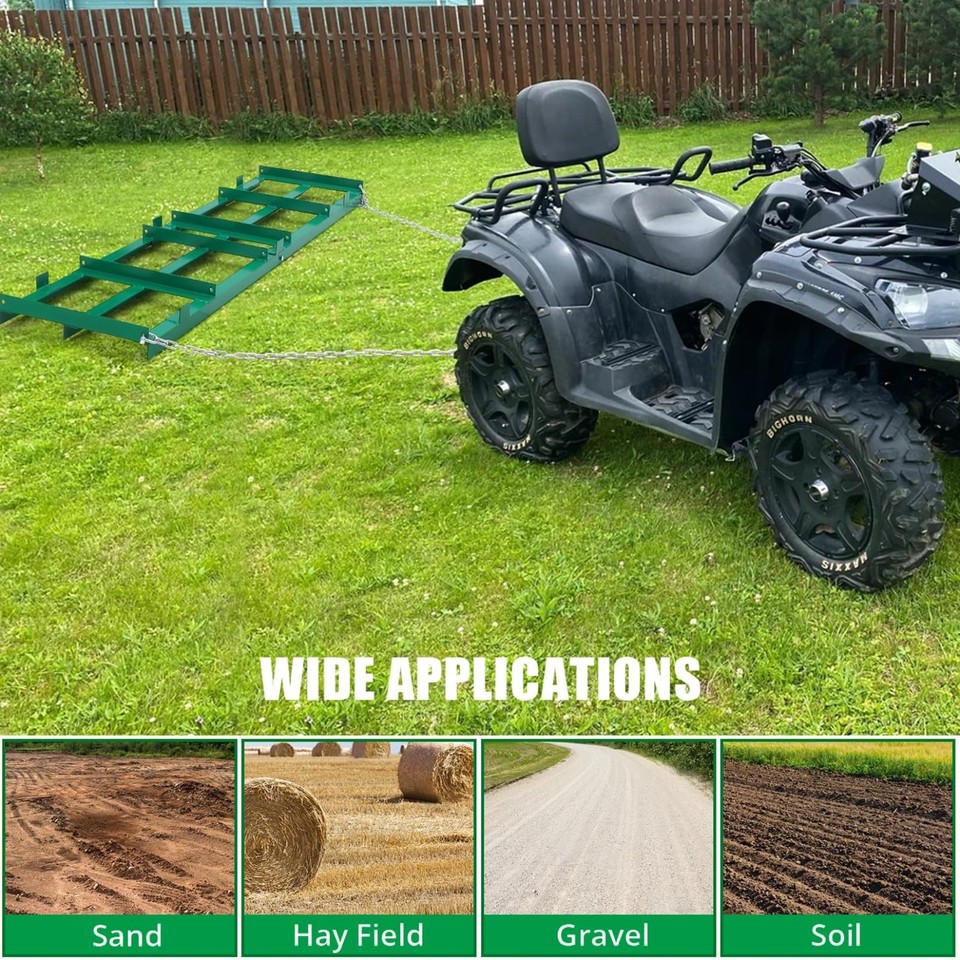 4ft Drag Harrow Driveway Grader Landscape Power Rake with 6 Ft Chain | eBay