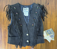 Pioneer Wear Cowhide Leather Fringe Vest With Beads To Customize Size Womens 12