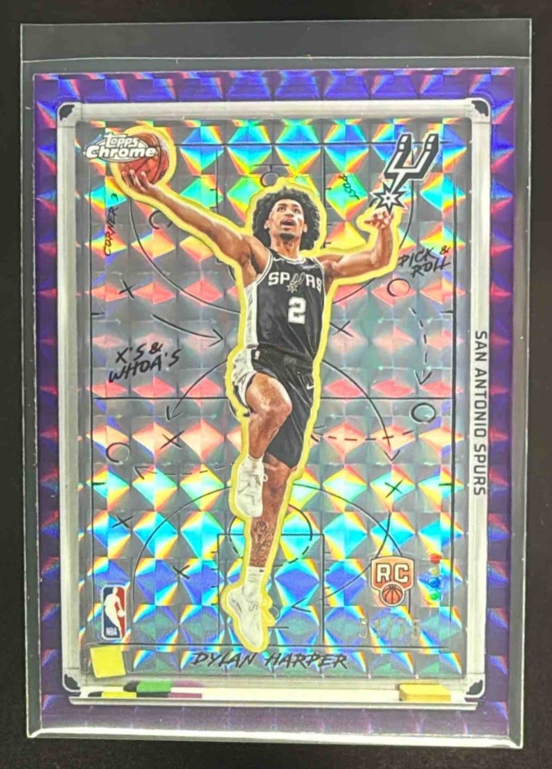 2025-26 Topps Chrome Dylan Harper X's and Whoa's RC Geometric Purple #3/75