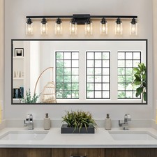 51" 8 Lights Bathroom Mirror Vanity Light LED Black Modern Wall Lamp Fixture UL
