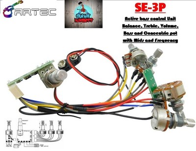 Artec SE3P Preamp/EQ for Bass Guitar 5 pot vol, balance, bass & treble.