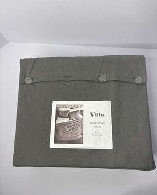 Villa by Noble Excellence Basketweave King Duvet Cover Pebble New