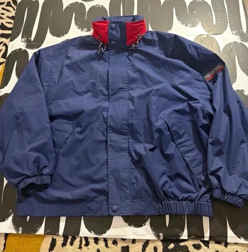 Pacific Trail Men's Blue/Red Windbreaker Jacket Stand-Up Collar Full Zip Pockets - product listing photo
