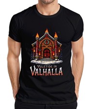 Yuletide in Valhalla Vikings Norse Christmas Raven Vintage Mens T-Shirt