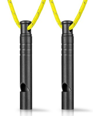 2 Pcs Titanium Emergency Whistles 120db with Lanyard for Outdoor Hiking Coach