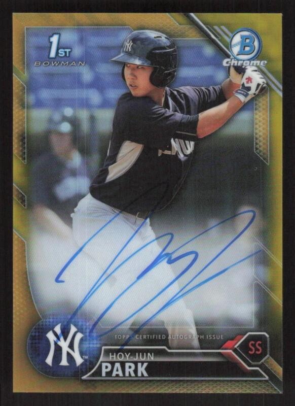 2016 BOWMAN CHROME HOY-JUN PARK GOLD REFRACTOR 1ST RC AUTOGRAPH 49/50 YANKEES
