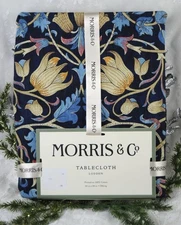 William Morris & Co Lodden Tablecloth DARK BLUE FLORAL MIX 60 X  84"