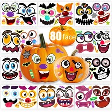 80 Packs Pumpkin Decorating Kit - Make Face Small, Multicolor