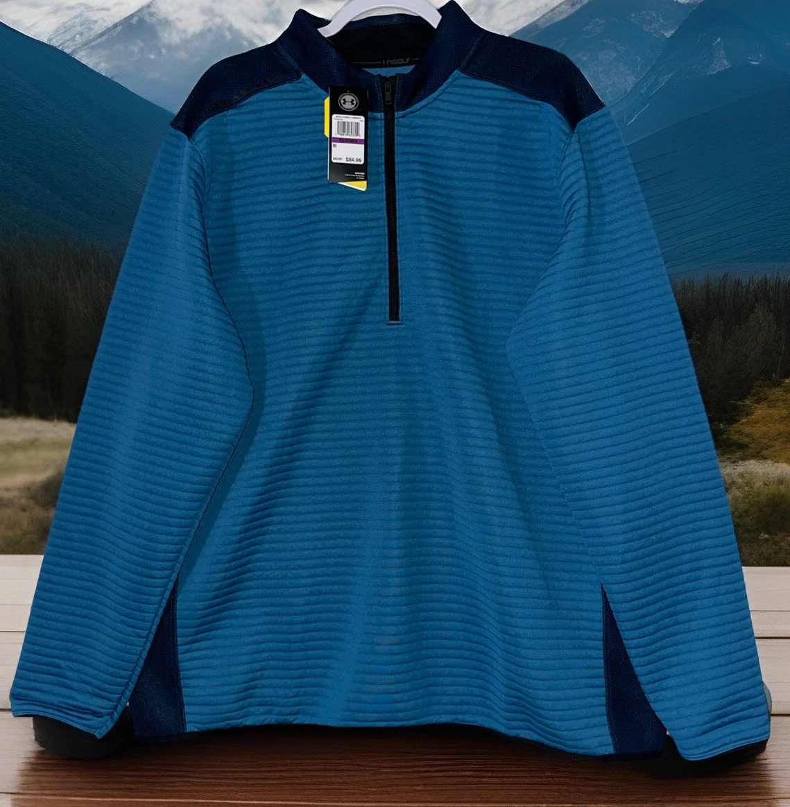 NWT Under Armour Jacket Blue UA Storm Daytona 1/2 Zip Golf Ribbed Pullover Sz XL