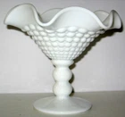 Vintage White Milk Glass Hobnail Compote Pedestal Candy Bowl