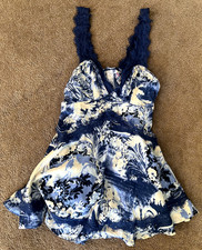 Urban Outfitters Mini Dress Size Medium Blue Floral lace straps