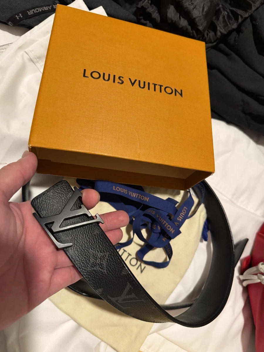 ルイ・ヴィトン ブラック ベルト 90/36 Genuine Louis Vuitton LV Black Leather belt with LV Box & pouch