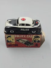 Vintage 1960s SSS Toys Tin Friction Police Car S-1011 With The Original Box