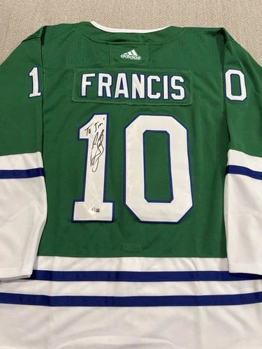 BECKETT COA RON FRANCIS Signed Autographed Hartford Whalers Hockey Jersey