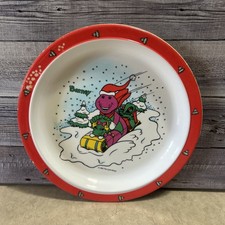 Barney Baby Bop VTG 1993 Kids Plate 8.5" Purple Dinosaur Melamine