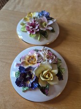2 China Floral Trinket Lids. Vintage.