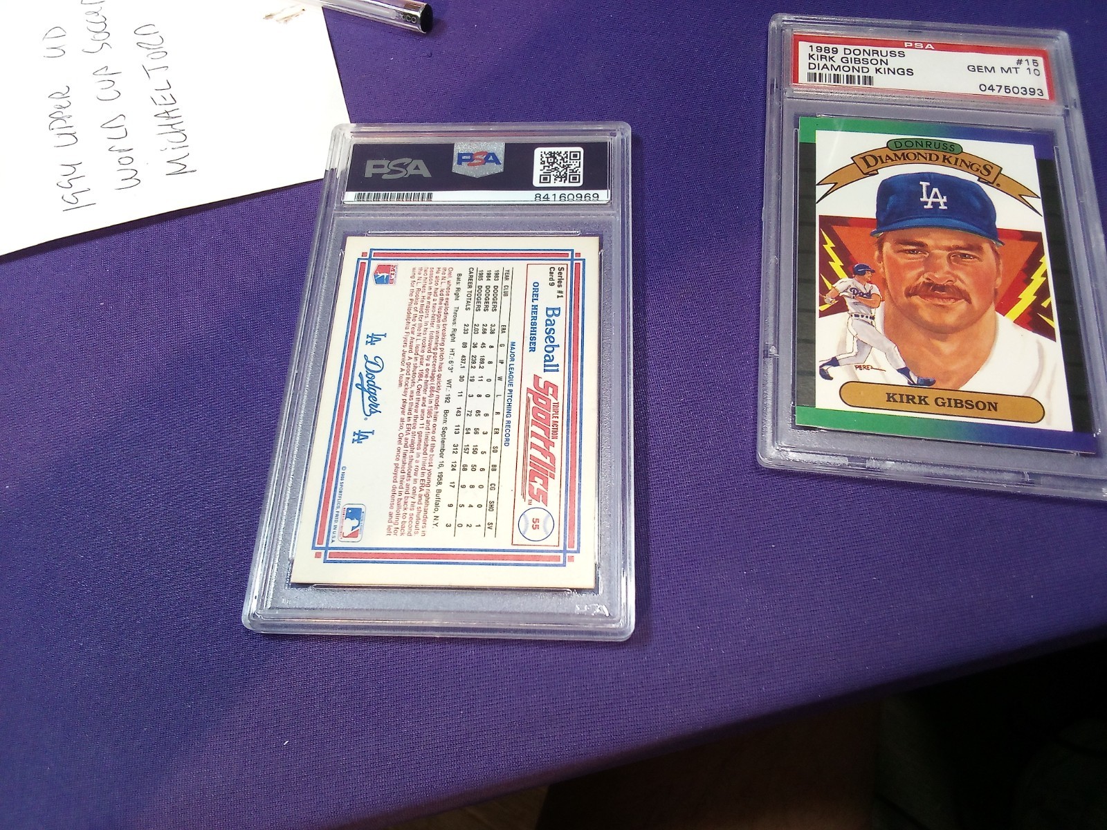 1986 SPORTFLICS OREL HERSHISER PSA AUTOGRAPH AUTO  LOS ANGELES DODGERS NRMT-MT view 2