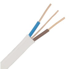 White 10mm Brown Blue Twin & Earth (T&E) 6242B Flat LSZH Power & Lighting Cable