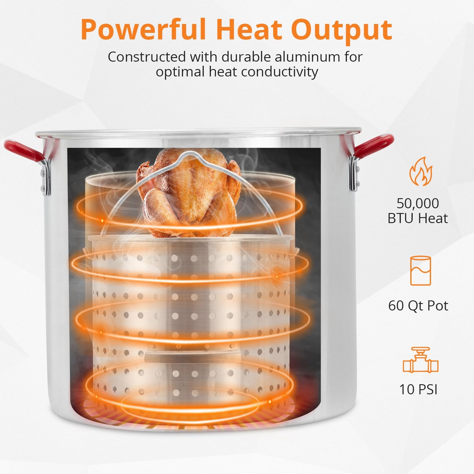 Outdoor Fryer - 60 Qt Seafood Boil Pot with Basket & Burner, Fish Fryer Steam...