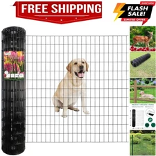 Black PVC Coated Welded Wire Fence 48 Inch x 50 Foot, 2 Inch x 4 Inch 14GA, G...