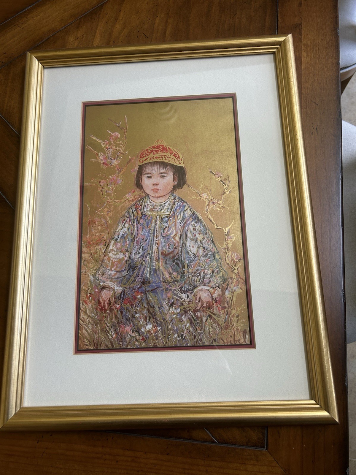 Edna Hibel Takashi Limited Edition Numbered Print Matted & Framed Portrait